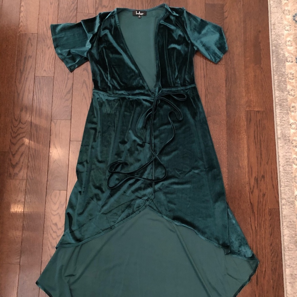 Lulus Green Velvet Dress